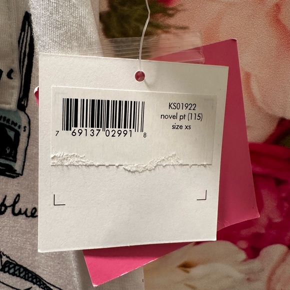 Kate Spade Printed Notch Collar Short Sleeve Jersey Knit Shorty Bridal P… - Picture 8 of 11